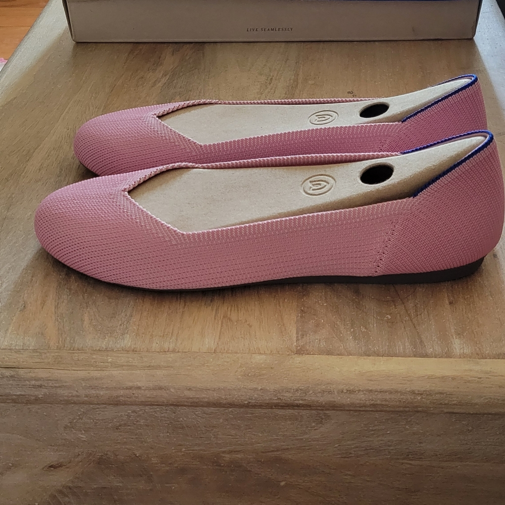 Rothy's Pink Knit Ballet Flats - Lightweight Slip-Ons-Begonia - Picture 2 of 4